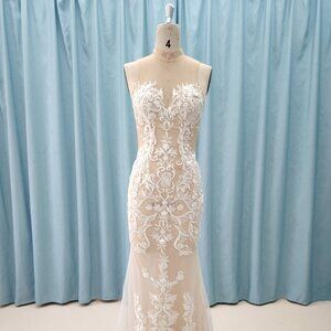 Darius Cordell - C2024-YG-FS939 - sheer illusion neck embroidered wedding gown